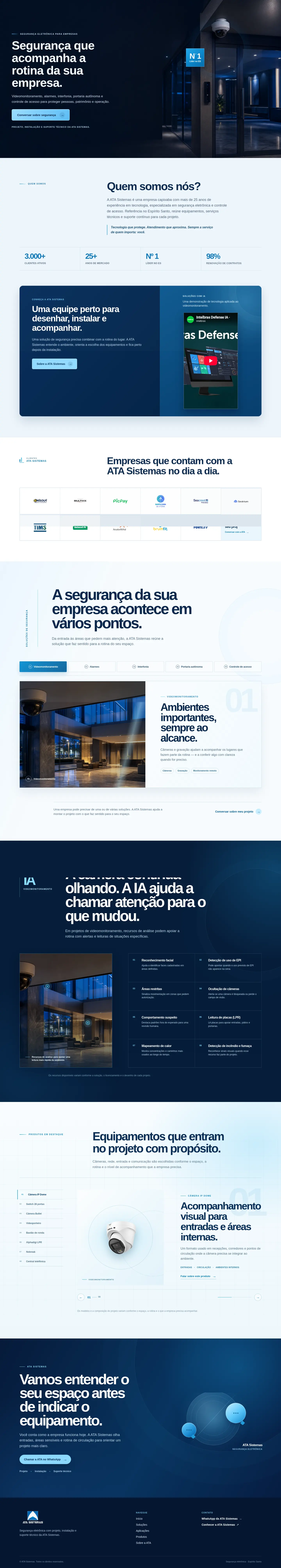 Landing page real da ATA Segurança exibida em um notebook