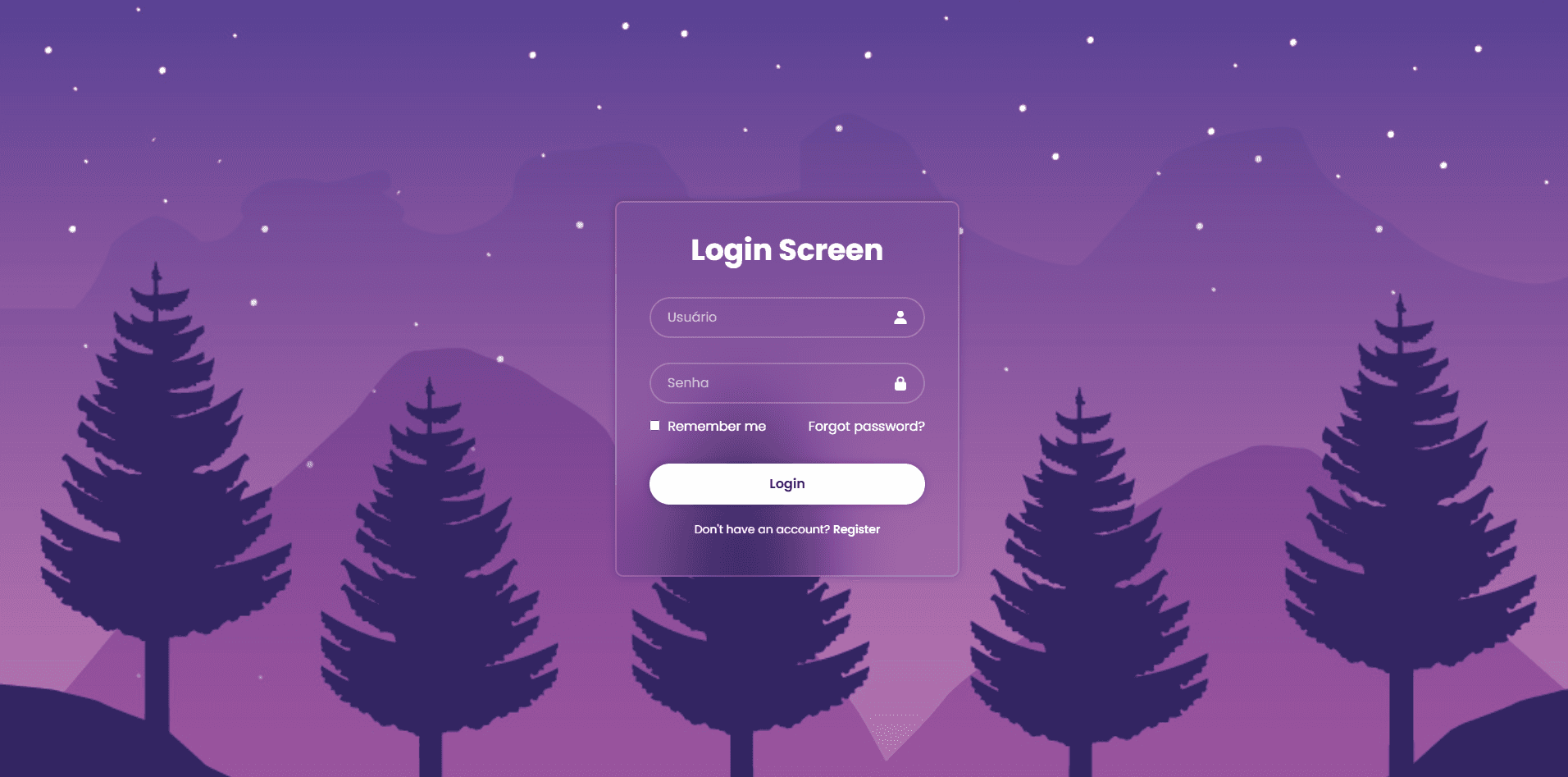 Tela de login - Landing Page