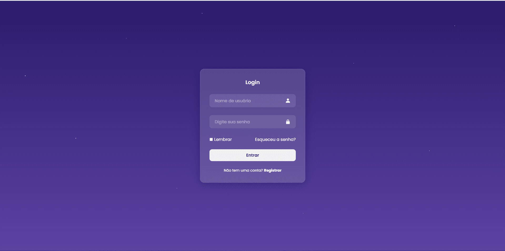 Tela de login - Landing Page